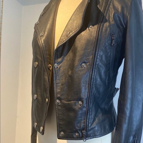 Angela D Milan Angela D Milan black buttery leather moto jacket size small - Picture 4 of 8